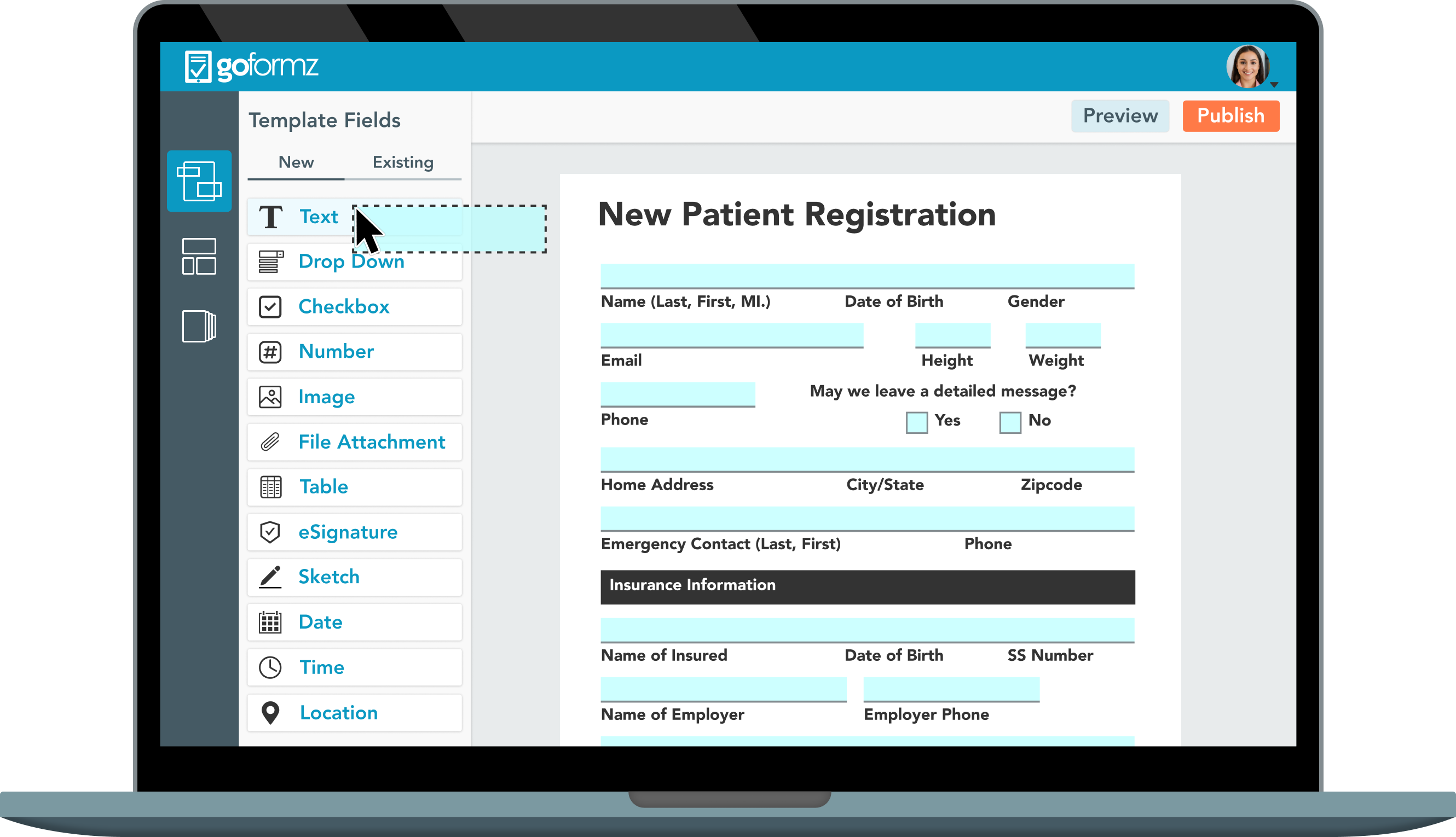 Customize your online forms with the code-free GoFormz Template Editor.