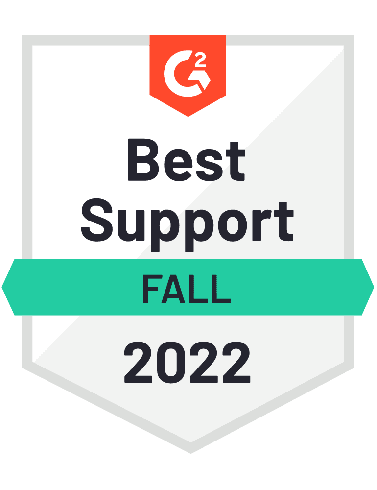 g2 badge for Quality of Support