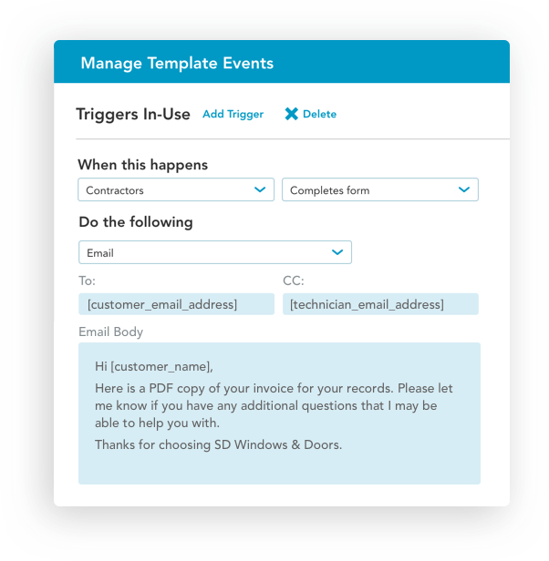 Automated workflow and managed events with mobile forms